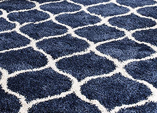Image of Urban Modern Decor Features 3x5 Feet Modern Soft Shaggy Carpet Thick, Fluffy & 2 inch Pile Shag Rug for Your Kids Room, Bedroom & Livingroom(3x5 feet, Blue & Ivory)
