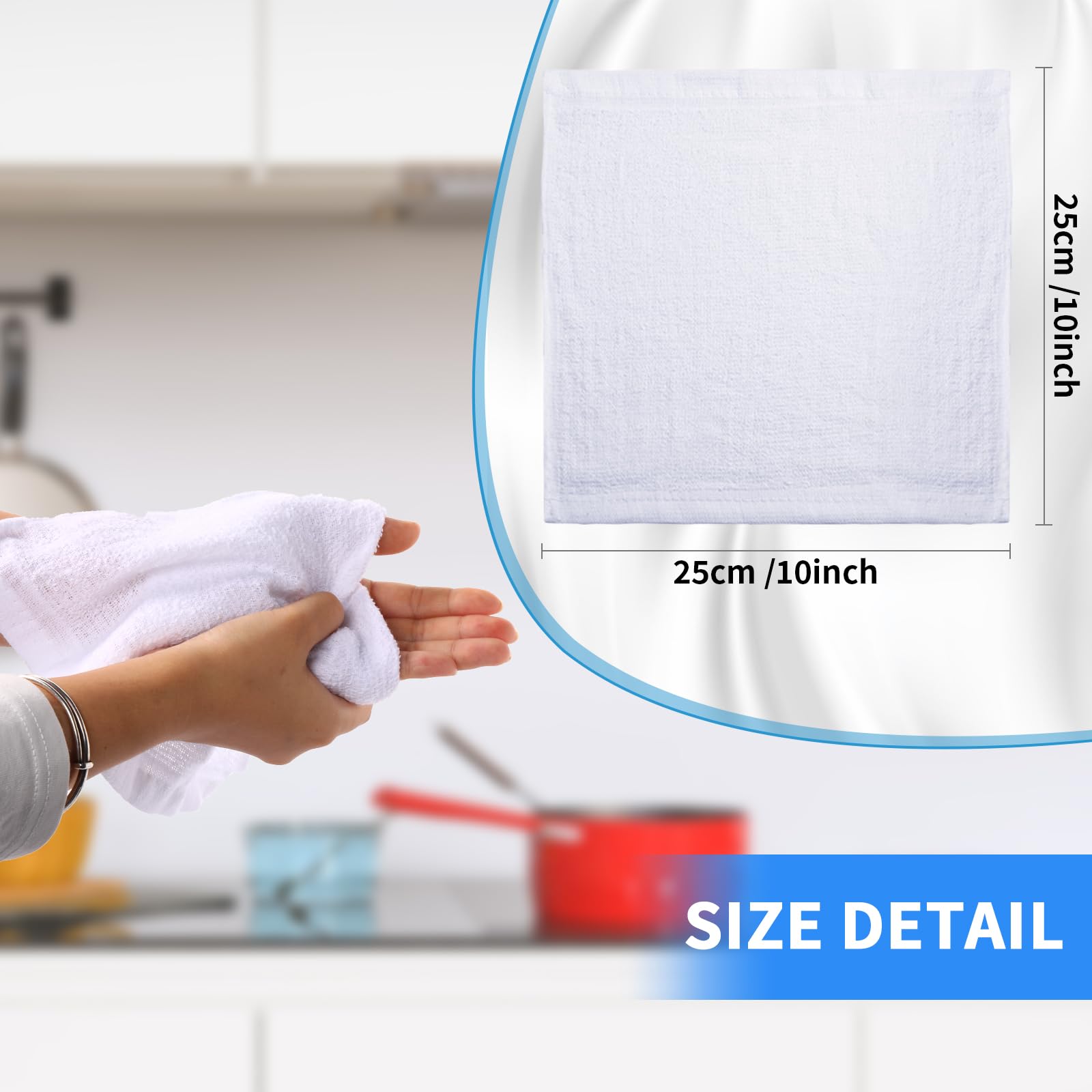 Juego de 60 paños suaves de 12 x 12 pulgadas, algodón blanco, paños absorbentes, trapos de limpieza, toallas multiusos lavables a máquina, toallas de gimnasio para baño, suministros de cocina