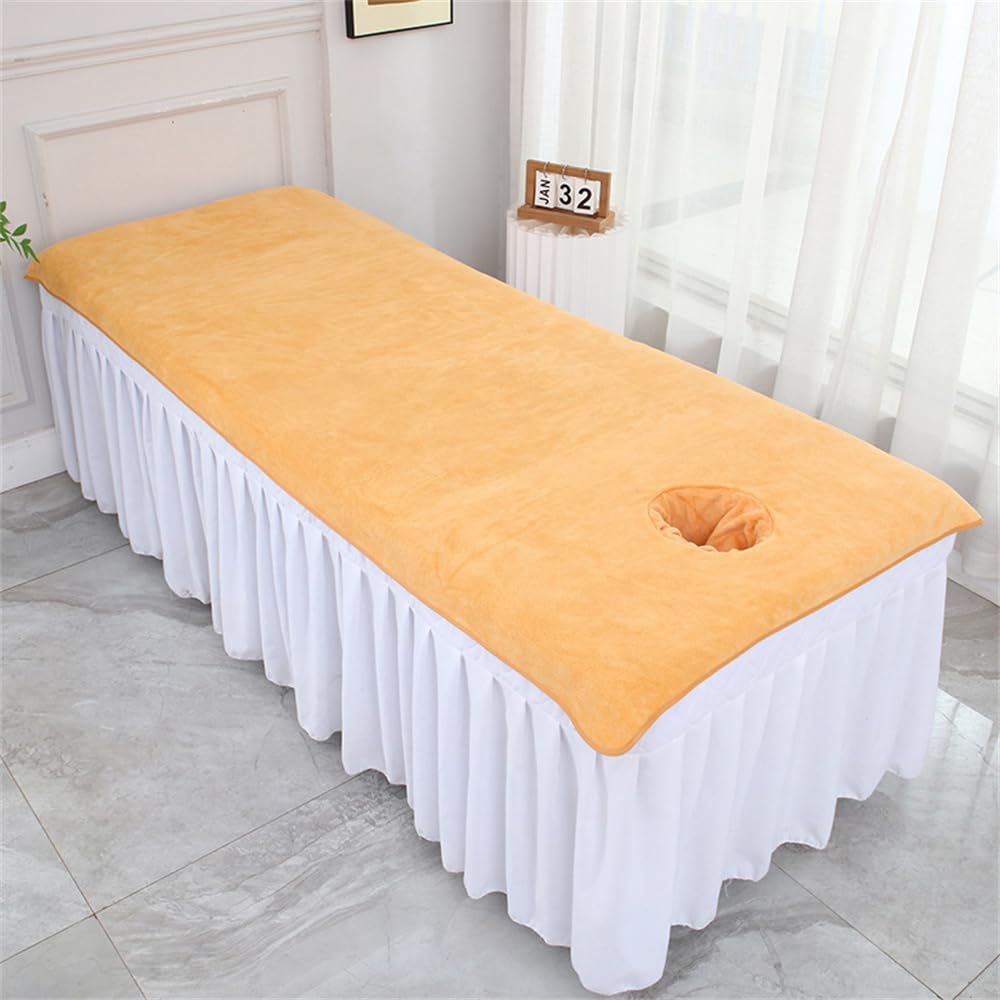 Morbuy 2 stuks hoes voor massagebed, verdikt schoonheid beddenhoes met gezichtsgat, zacht wasbare spa massagetafel, gezichtshanddoek, geschikt voor salons, spa, therapeuten (100 x 200 cm, wit