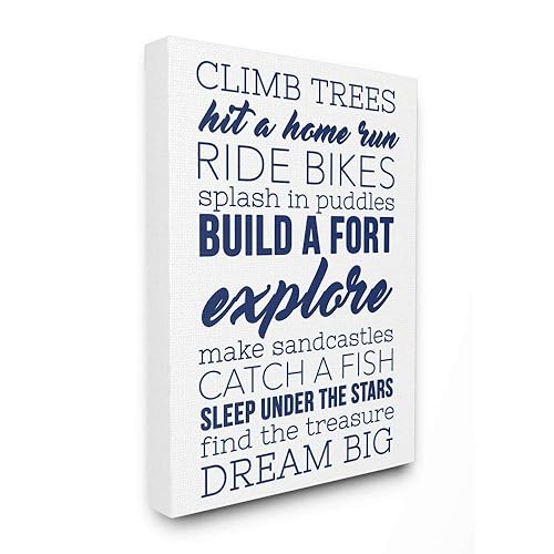Stupell Home Décor Climb Trees Dream Big Navy con lienzo estirado blanco para pared, 16 x 1.5 x 20, fabricado con orgullo en Estados Unidos Stupell Home Décor Climb Trees Dream Big Navy con lienzo estirado blanco para pared, 16 x 1.5 x 20, fabricado con orgullo en Estados Unidos