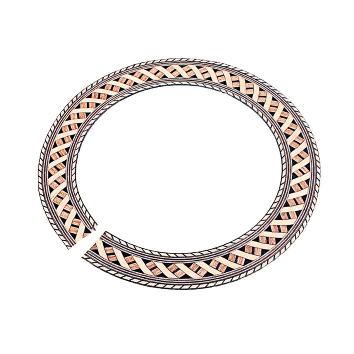 BESPORTBLE Wooden Guitar Rosette Decal Curved Strips for Sound Hole Inlay Easy to Apply Acoustic Guitar Accessory Laminated Design for Minimal Sanding Non Damaging and Removable