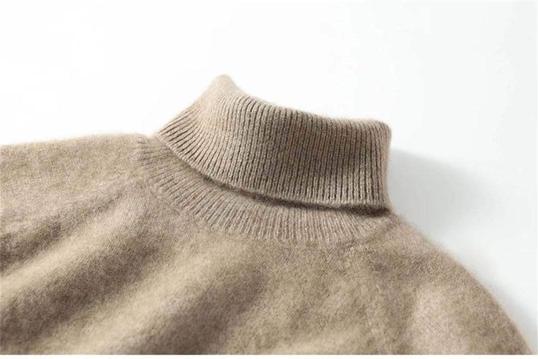Maglioni da donna in lana tinta unita pullover a maglia spessa maglione a collo alto maglione a maniche lunghe camicie base in lana lavanda S, Lavanda, S