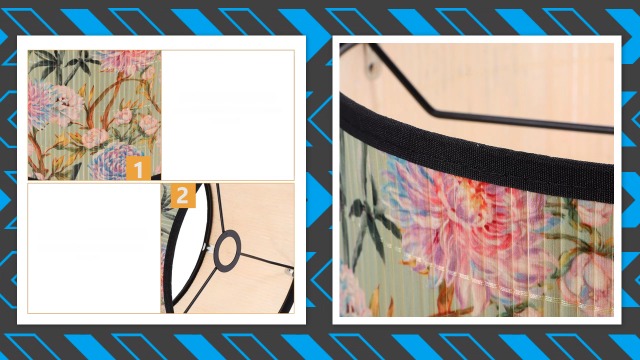 Pantalla De Lámpara Retro Con Estampado Floral Japonés – Bambú Y Metal, Para Bombillas E26/E27, 30x30x20 Cm