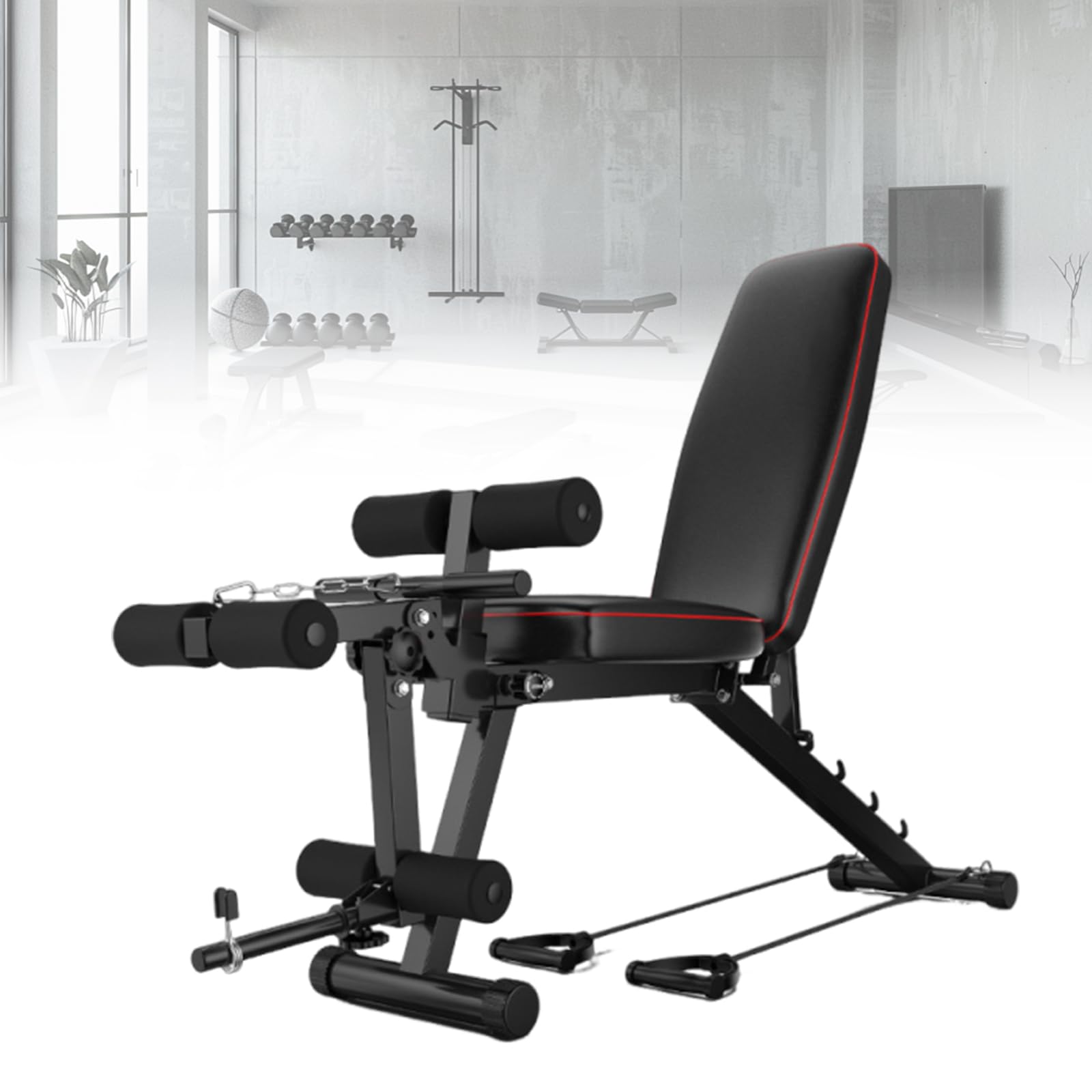Panca Palestra Pieghevole Panca Regolabile Rullo massaggiante per Gambe 3D ad Alta Resistenza da 200 kg e Schiuma Comfort Multistrato per Cross Training, Riabilitazione e Home Fitness