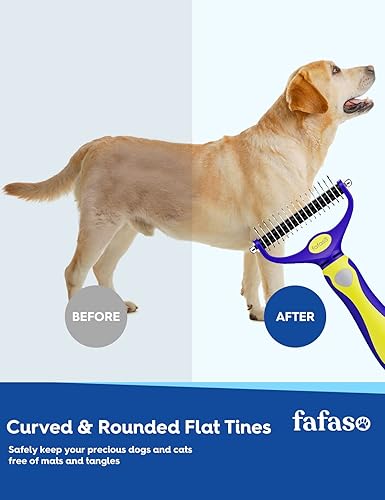 Miniatura 7 de Rastrillo de pelo para mascotas para perros - Rastrillo de aseo con diseño de doble cara - Cepillo para rastrillo para perros y gatos - Rastrillo de