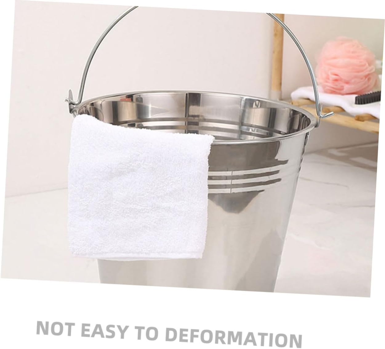 Stainless Steel Pickup Bucket Round Milk Container Collapsible Dairy Bucket Thick Metal Water Holder