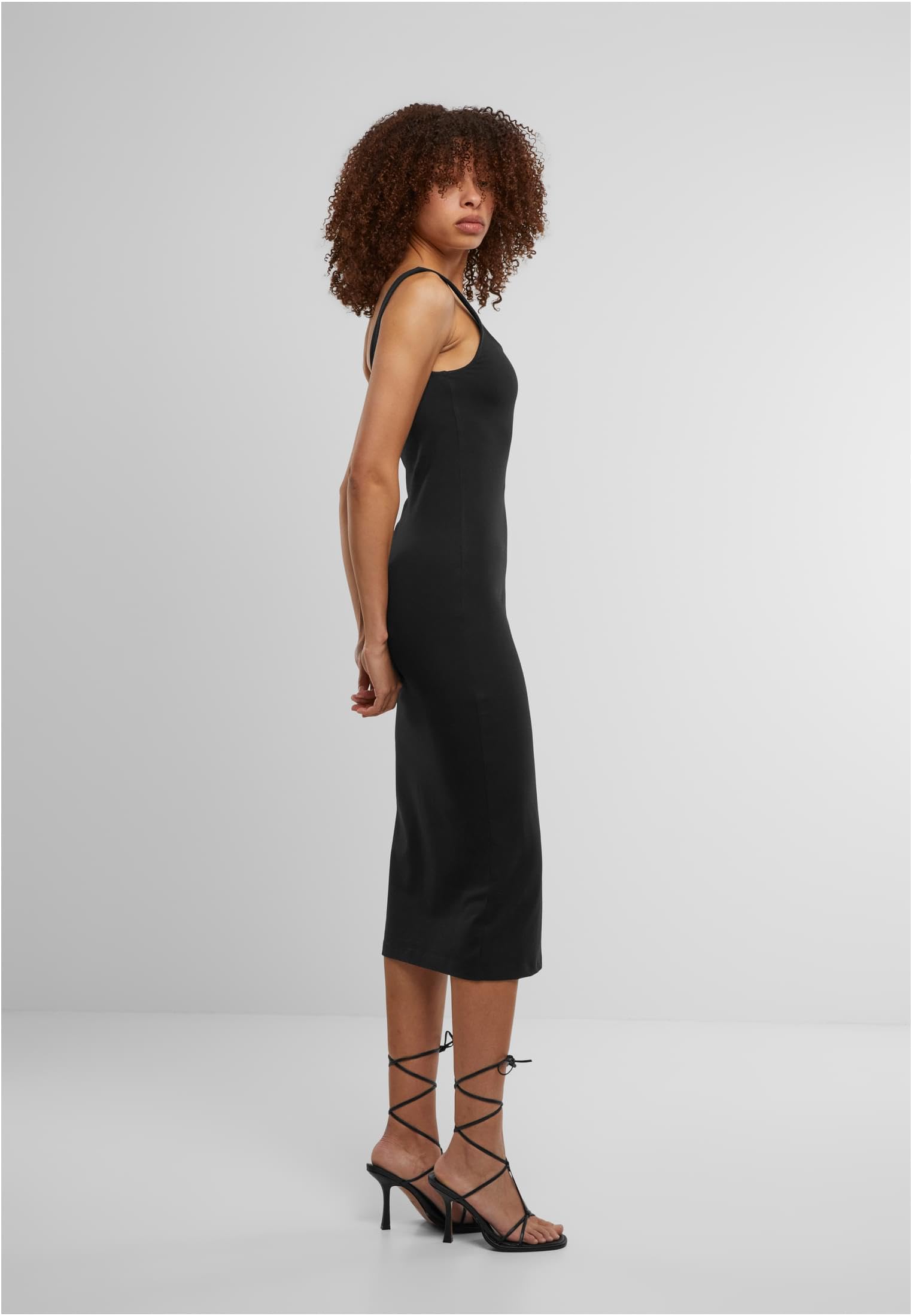 Urban Classics Ladies Basic Long Cotton Jersey Dress Donna Abito Media Lunghezza Nero