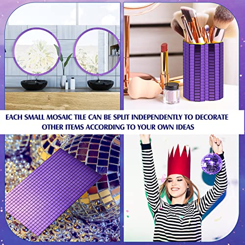 Self-Adhesive Mirrors Mosaic Tiles Mirror Tiles Self Adhesive Disco Mirror Tiles Craft Mirror Tiles Mirror Mosaic Tiles Mosaic Tiles Mirror For Diy, 5 X 5 Mm (Purple, 7200 Pieces) #TOP4
