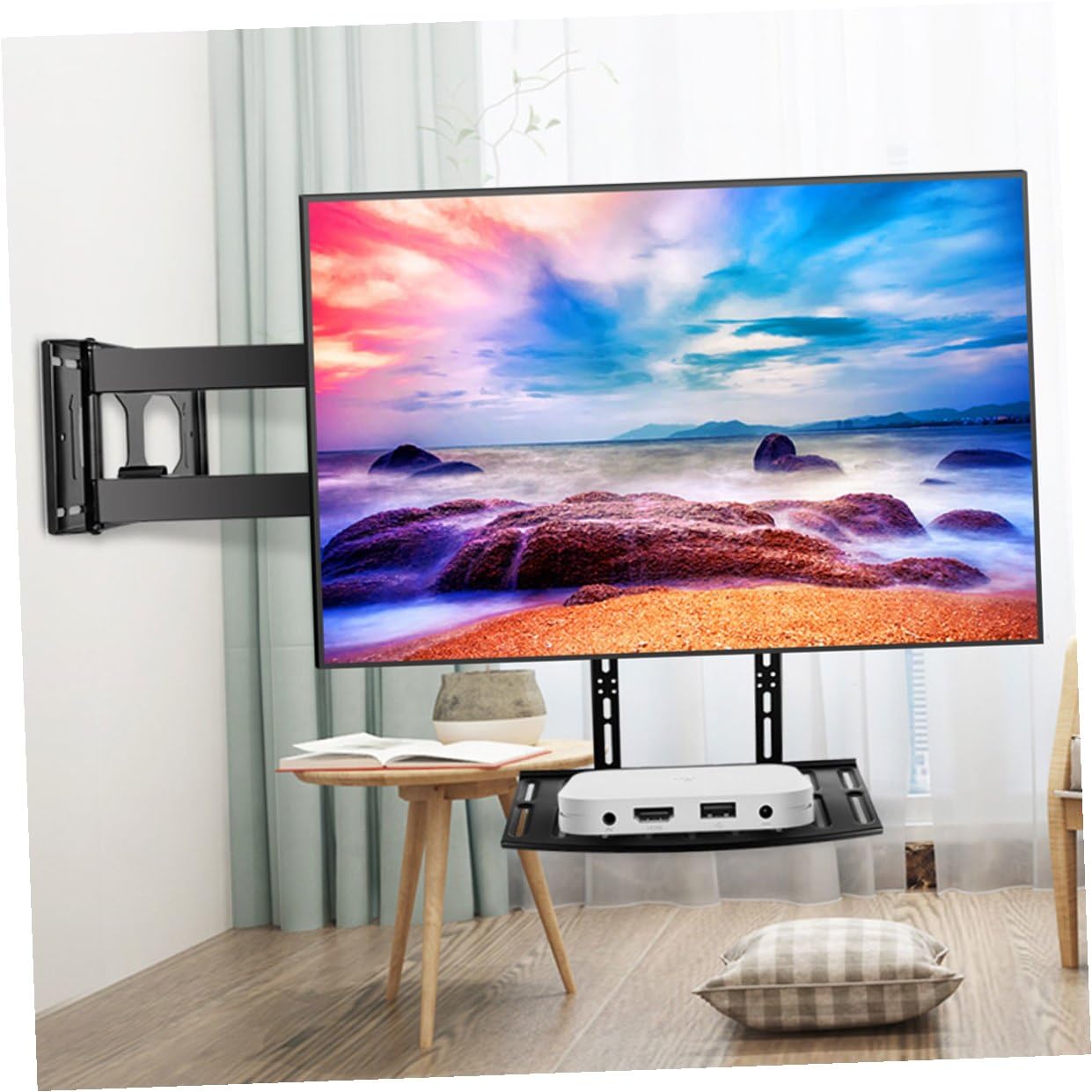 Mensola da Parete per Tv e Router Nero Supporto per Organizer Senza Scaffale Raffreddamento e Stoccaggio per Proiettori e Telecomandi Design Elegante e Resistente