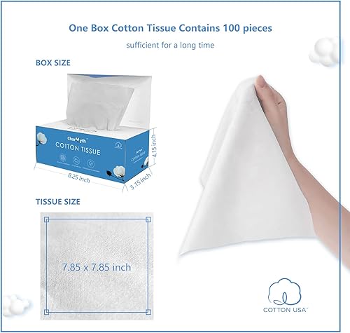 Miniatura 2 de Charmyth Toalla facial desechable extragruesa, toallitas desechables para quitar maquillaje, 100% algodón de Estados Unidos y 100% orgánico y libre
