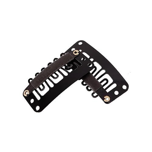 Miniatura 4 de MapofBeauty 50 pinzas para peluca para extensión de cabello de metal 6 dientes en forma de U, accesorios para postizo (negro)