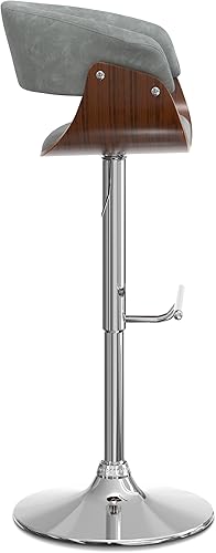 Miniatura 112 de SIMPLIHOME Lowell Taburete de bar giratorio ajustable, silla tapizada de metal de 33 pulgadas de altura del asiento en tela de aspecto de lino gris