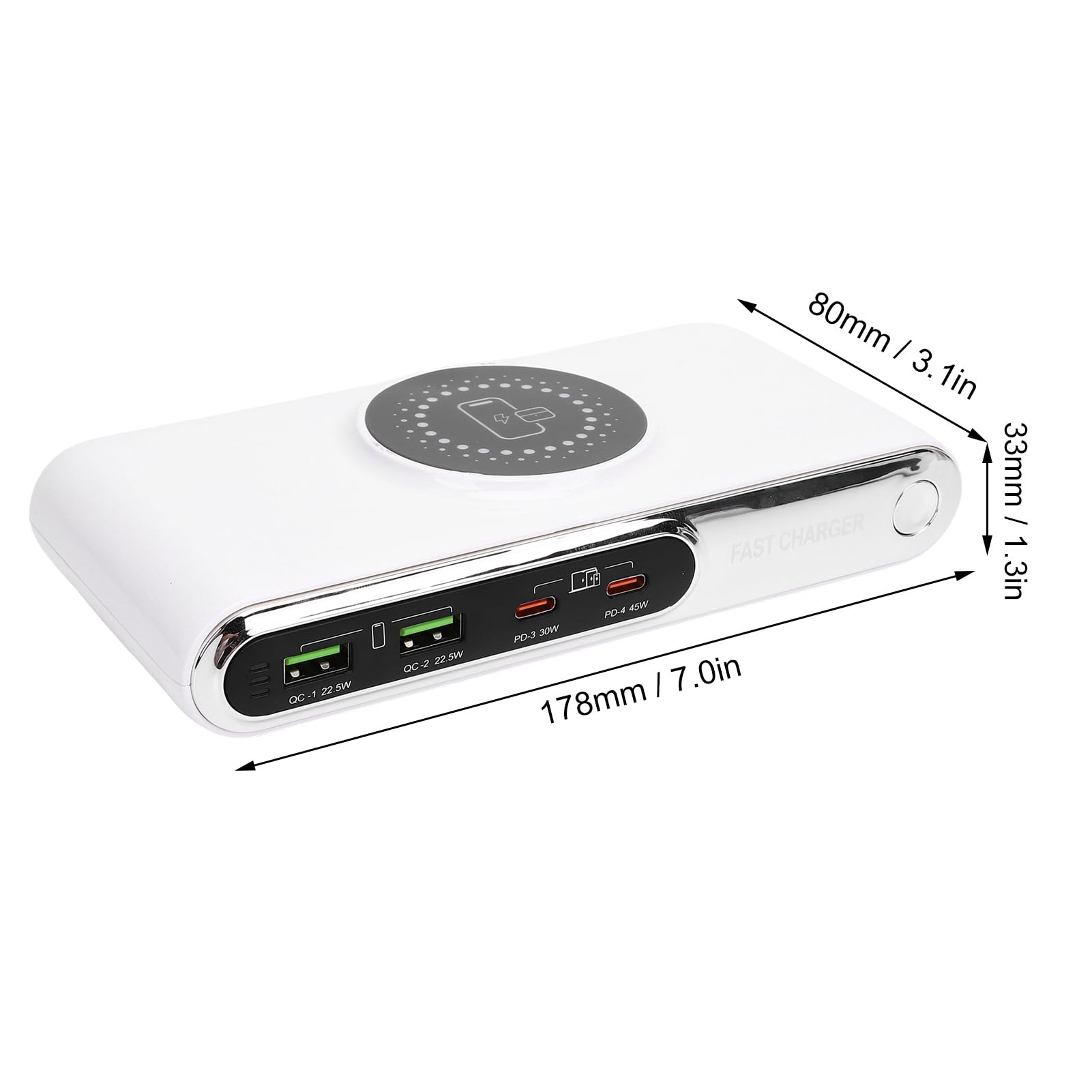 Fdit Caricatore USB C da 72W, Stazione di Ricarica Rapida con Ricarica da | Materiale ABS, Protezione da Sovratensione, Formato Portatile, per Viaggi