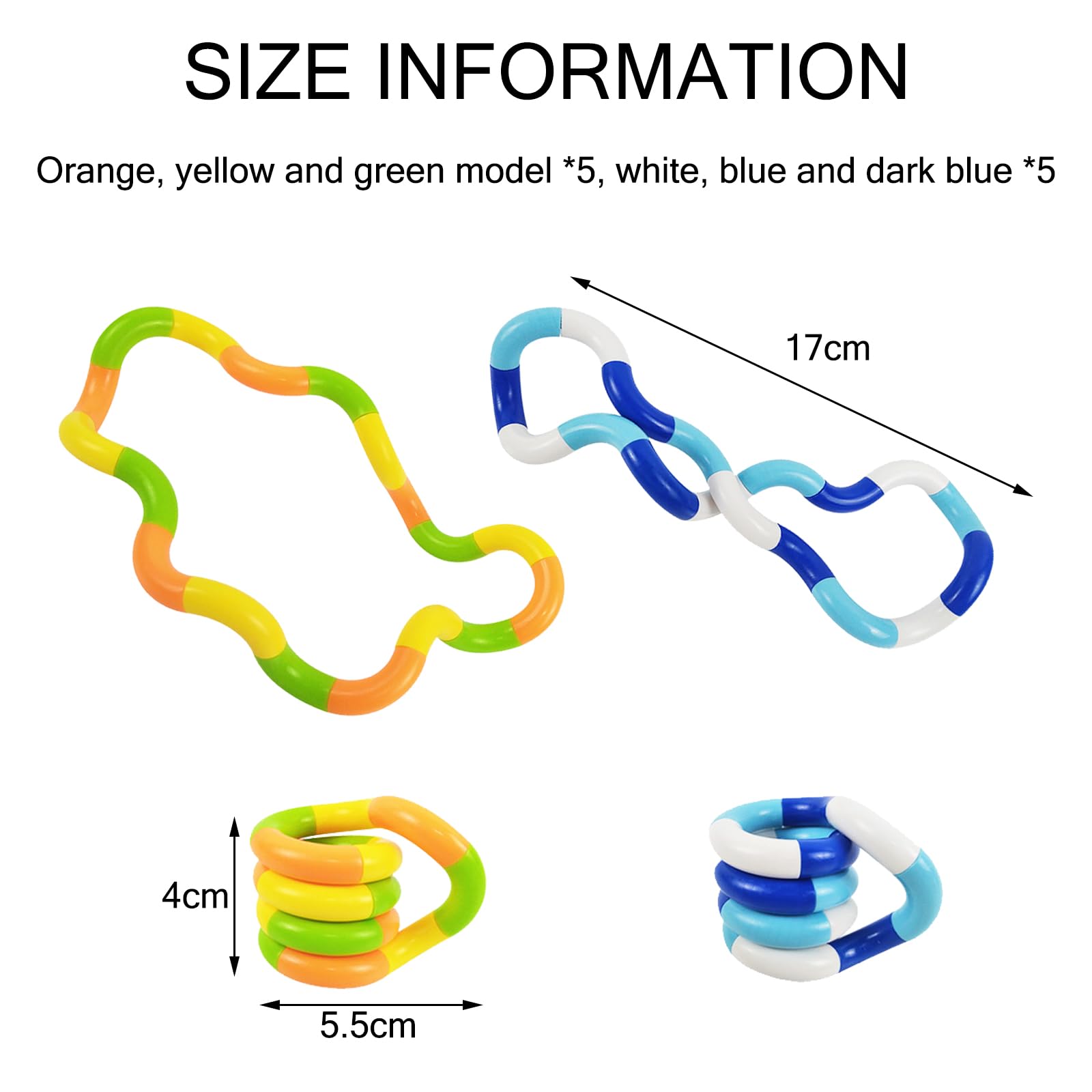 10 Pezzi Twister Fidget Toy, Twister Fidget Giocattolo, Fidget Toy Tangle, Fidget Twister Mano Giocattolo, Hand Toys for Autism,Hand Eye Coordination Toy,Decompression Toy Set