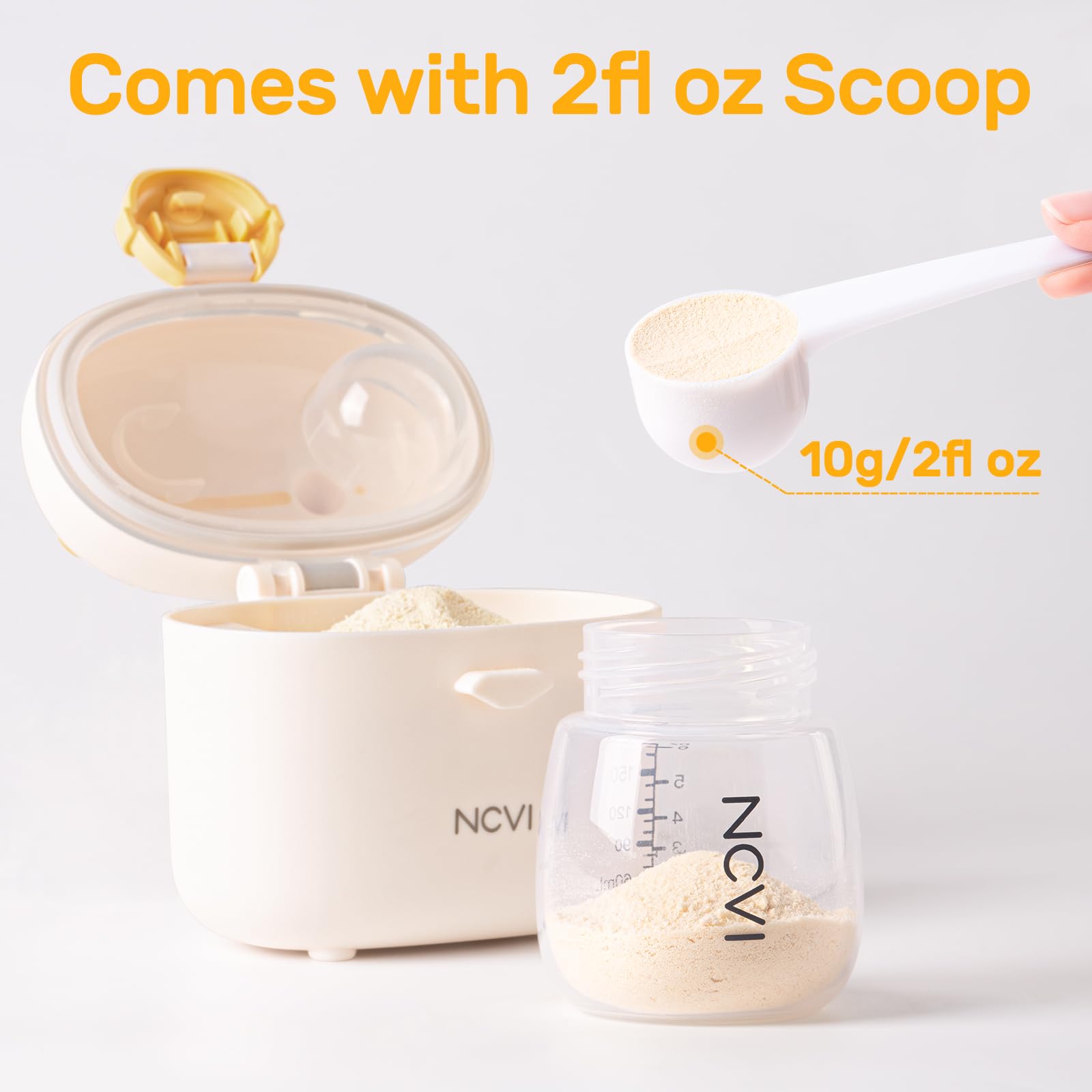 NCVI Baby Formula Dispenser On The Go, Formula Container to Go, Formula Holder for Travel, Outdoor Picnic with Baby Infant, Portable Container for Milk Powder, Snacks, Candy, Fruits (White, Sheep) 1