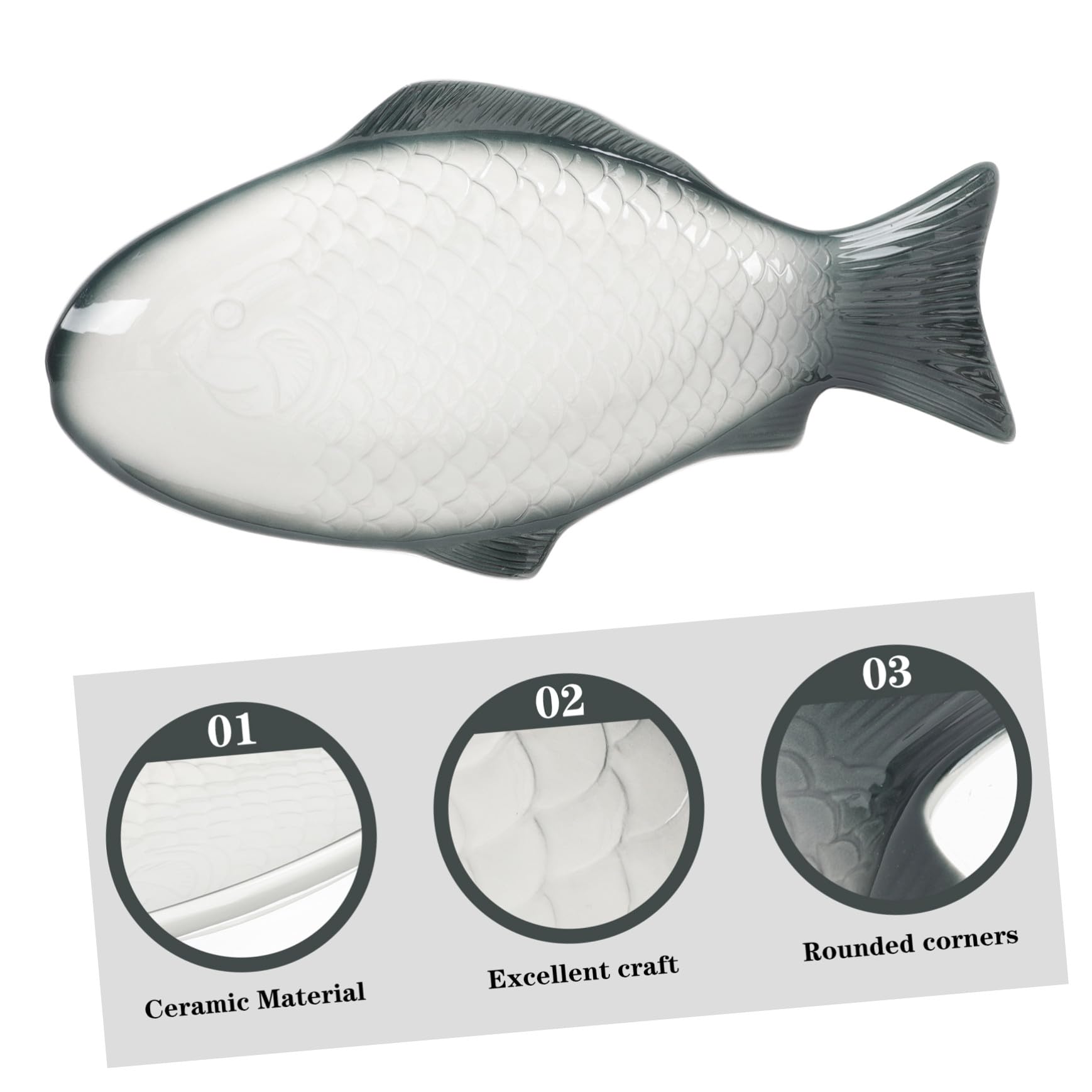 Bandeja Decorativa para Servir Pescado de Cerámica Forma de Pez, Elegante y Delicada para Aperitivos y Mariscos