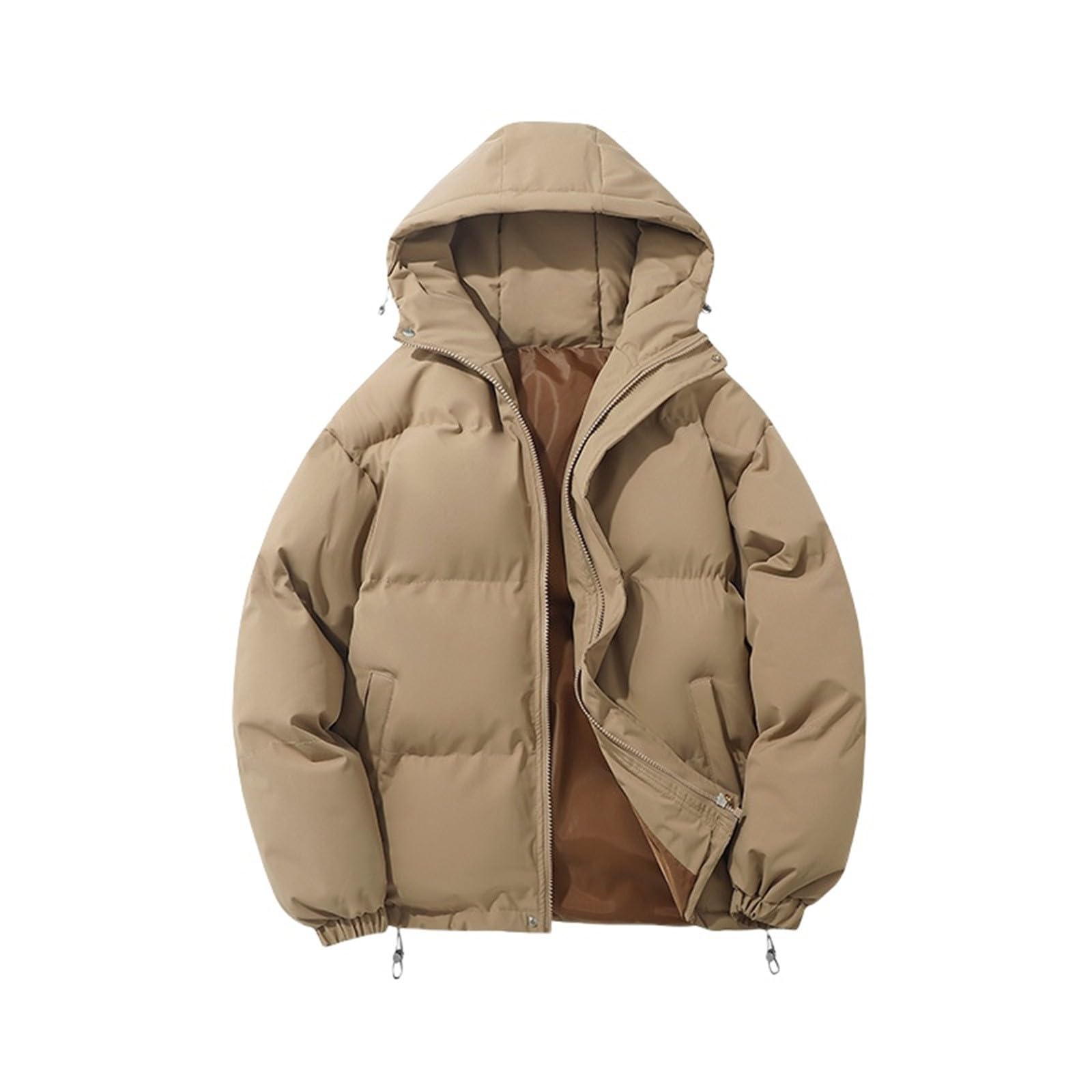 Women Jacket Warm Coat Cropped Puffer Coat Women's Solid Color Hooded Winter Couple Korean Version Of Loose Warm Padded Casual Bread Padded Jacket Womens Lightweight Puffer Jacket