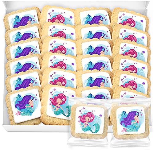 Mermaid Party Favors Cookies Decorated | INDIVIDUALLY WRAPPED 24 pack | Theme Birthday Candy | Treats Dessert Table Sweets