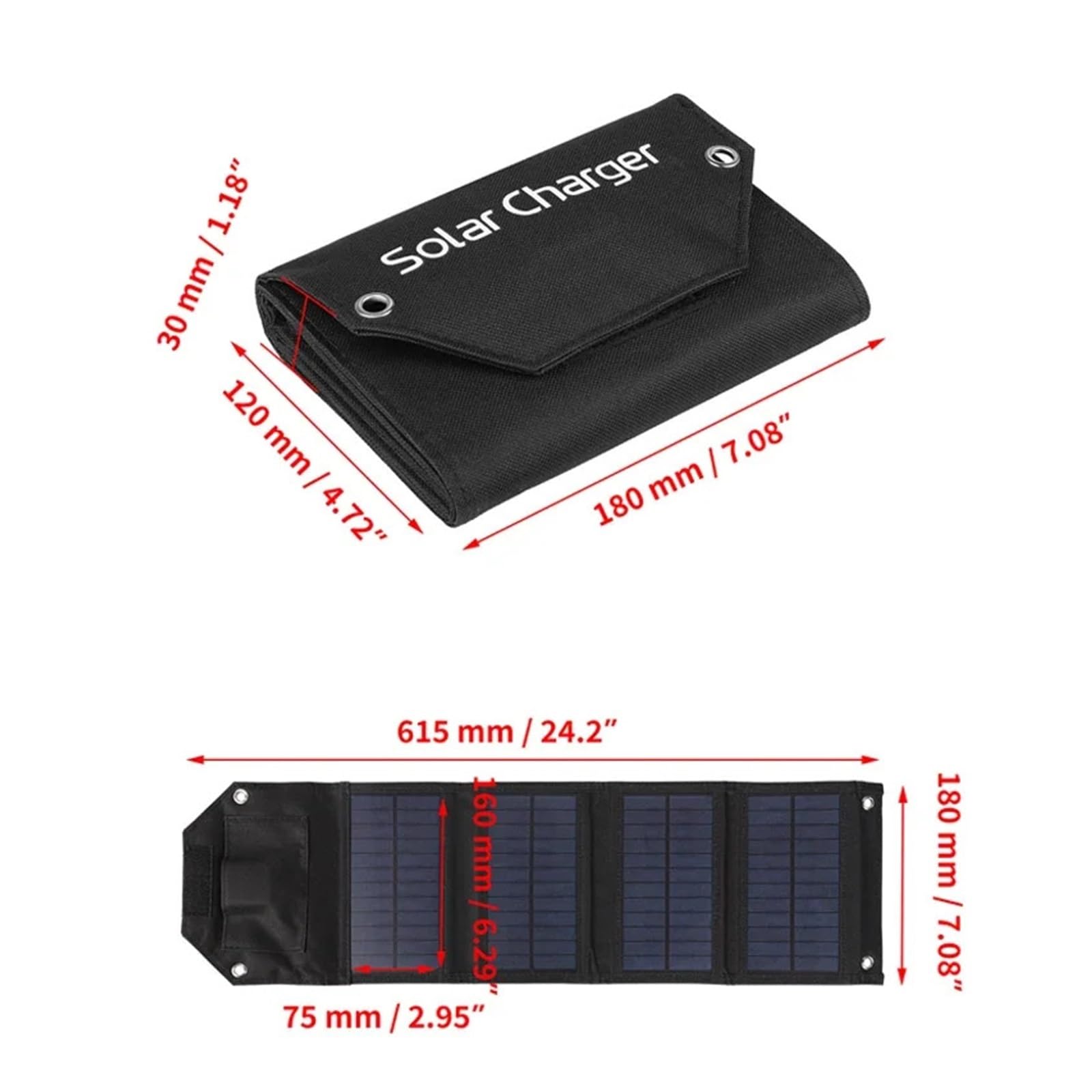 Pannello solare pieghevole 60W/80W/100W Caricatore solare USB 5V Solare portatile | Power Bank a batteria for escursioni in campeggio all'aperto + cavo(60W Black)