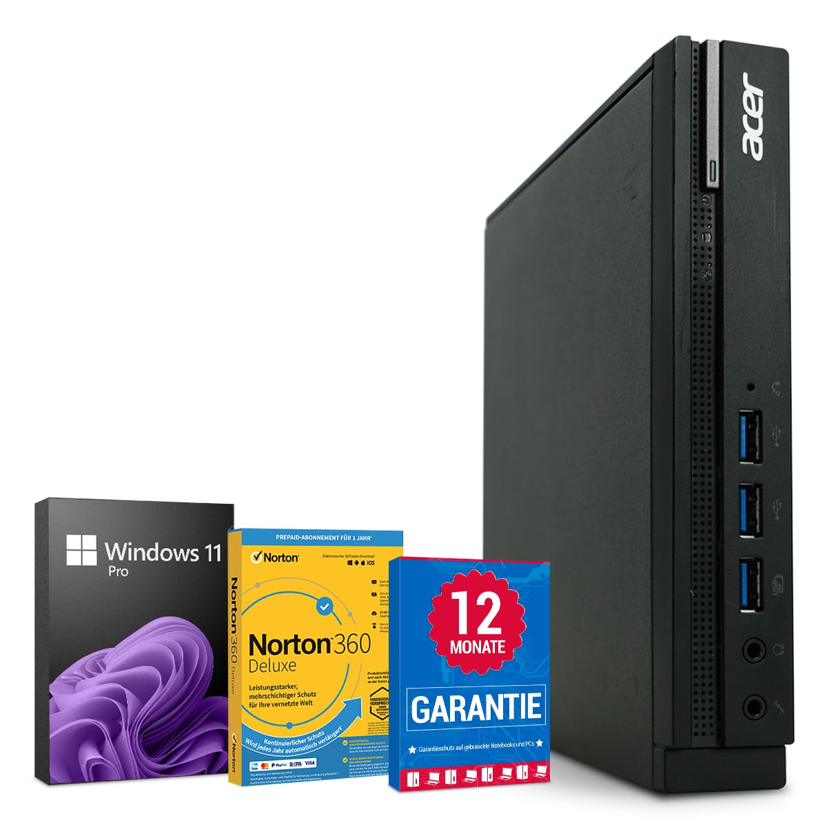 acer Veriton N4640G PC Computer Intel Core i5-6500T@ bis zu 3,1 GHz 8 GB 256 GB SSD mit Windows 11 Pro & GRATIS Bluetooth, WLAN & Antiviren-Software inkl. 12 Monate Garantie (Generalüberholt)