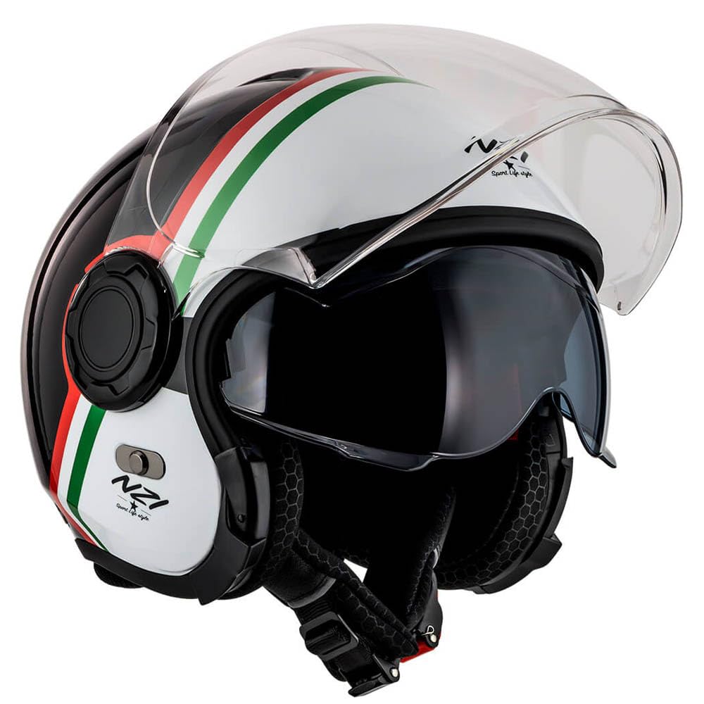 NZI RINGWAY 2 Duo Skyline Italy | Casco de Moto Jet Abierto con Visor Solar - Unisex Hombre y Mujer Homologado ECE