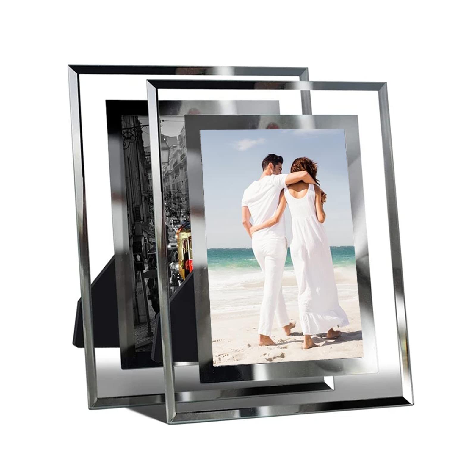 2 Pack Photo Frame Glass for Wedding Offices Gift Picture Frame Tabletop Display Vertical or Horizontal Pictures Frames (4x6)