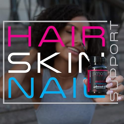 Miniatura 4 de Smarter Biotina 5000mcg en aceite de aguacate, vitamina B7, soporte para el cabello, la piel y las uñas, sin OMG, 90 mini cápsulas blandas líquidas,