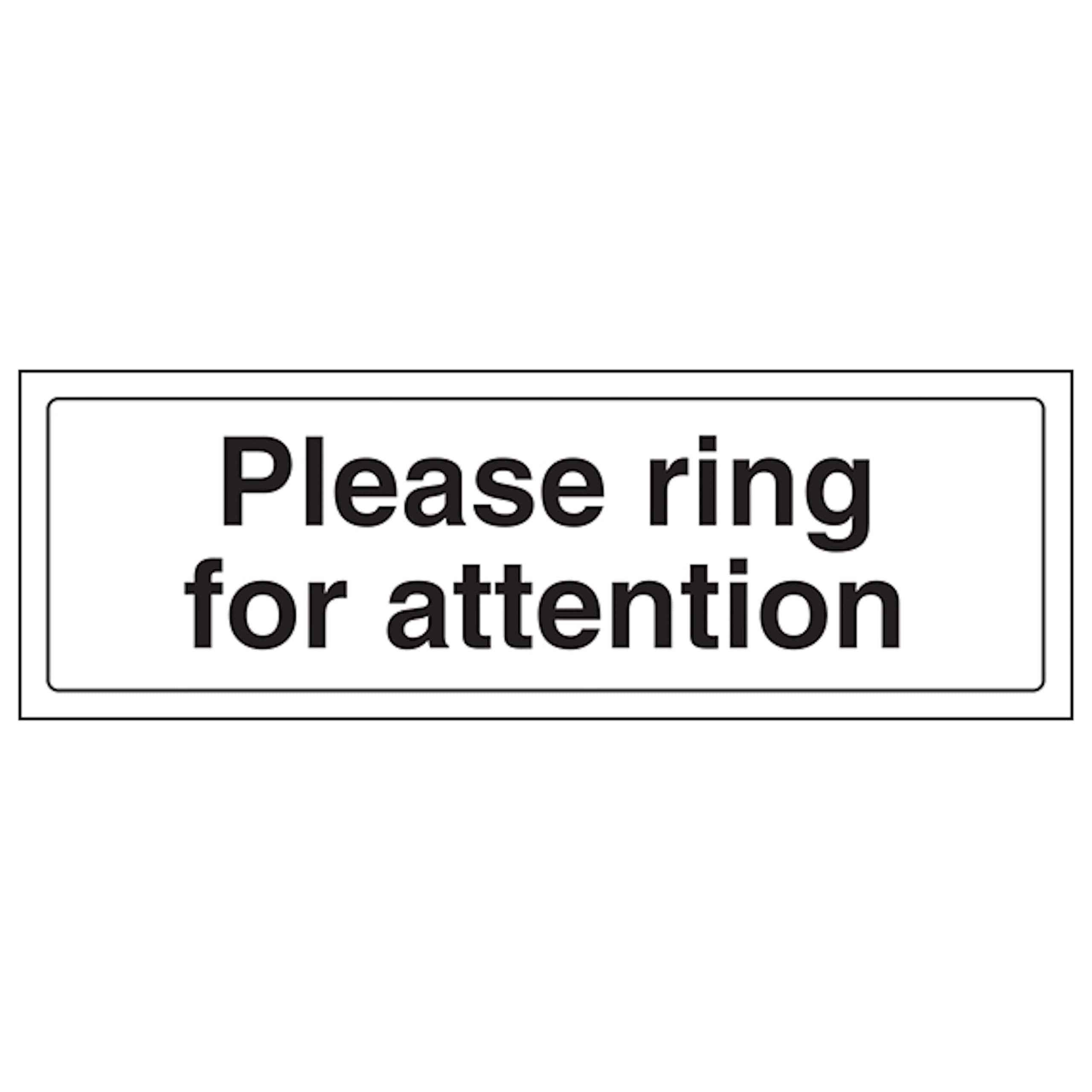 V Safety Please Ring For Attention 300 x 100 mm - Glow In The Dark 1mm Rigid Plastic Safety Sign
