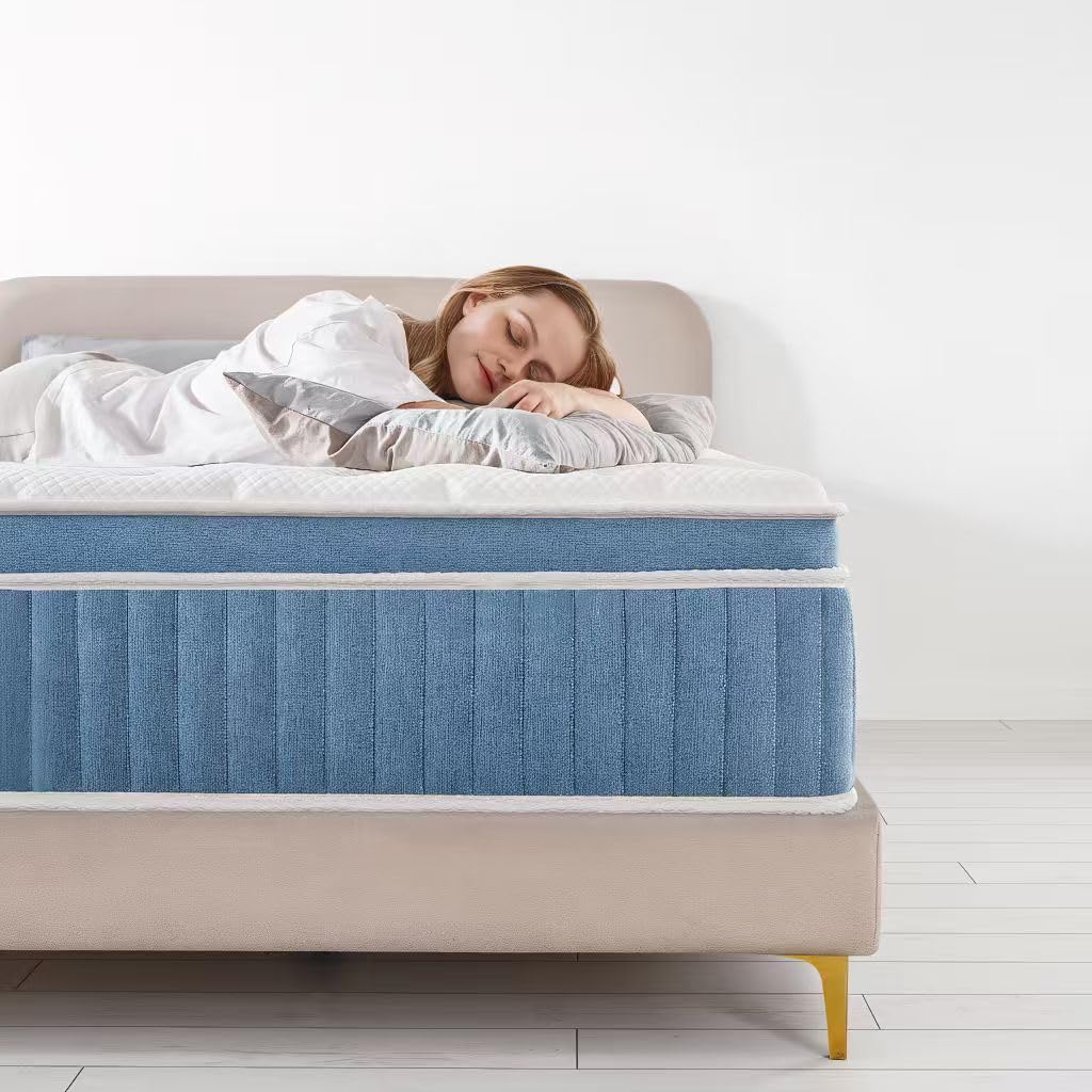 Queen Mattress - 12 inch Hybrid Mattress Queen Size in a Box, Memory Foam Mattress with Pocket Springs, Medium Firm, Pressure Relief & Motion Isolation, CertiPUR US Certified, 100 Nights Trial