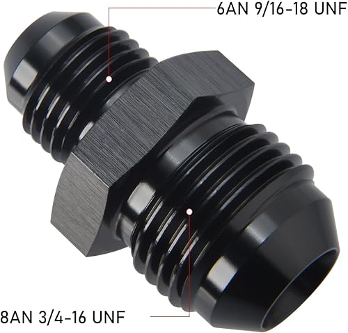 Miniatura 12 de Adaptador de unión reductor de llamarada macho 4AN macho a 3AN de aluminio negro