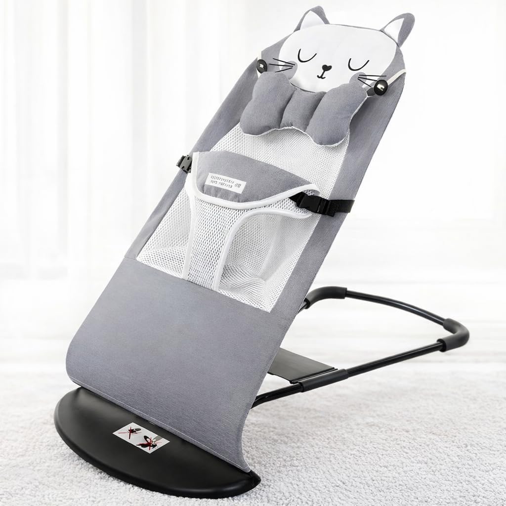 Infant Baby Bouncer & Rocking Chair Foldable Reclining Baby Sleeping & Swing Seat with Ergonomic Design & Soothing Vibration Lightweight Portable Baby Bouncy Chair-image-7
