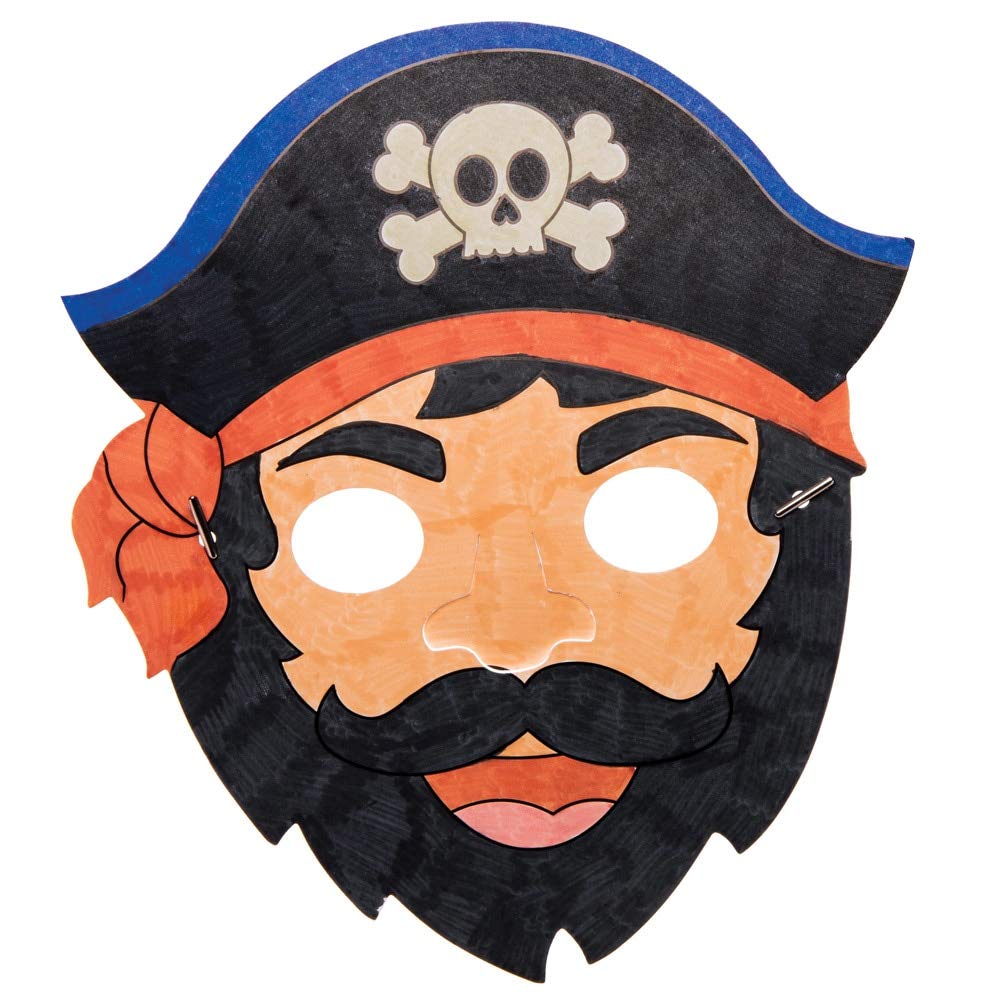 Baker Ross AW610 Pirate Colour-In Masks (Pack of 8), White, assorted - Image 3
