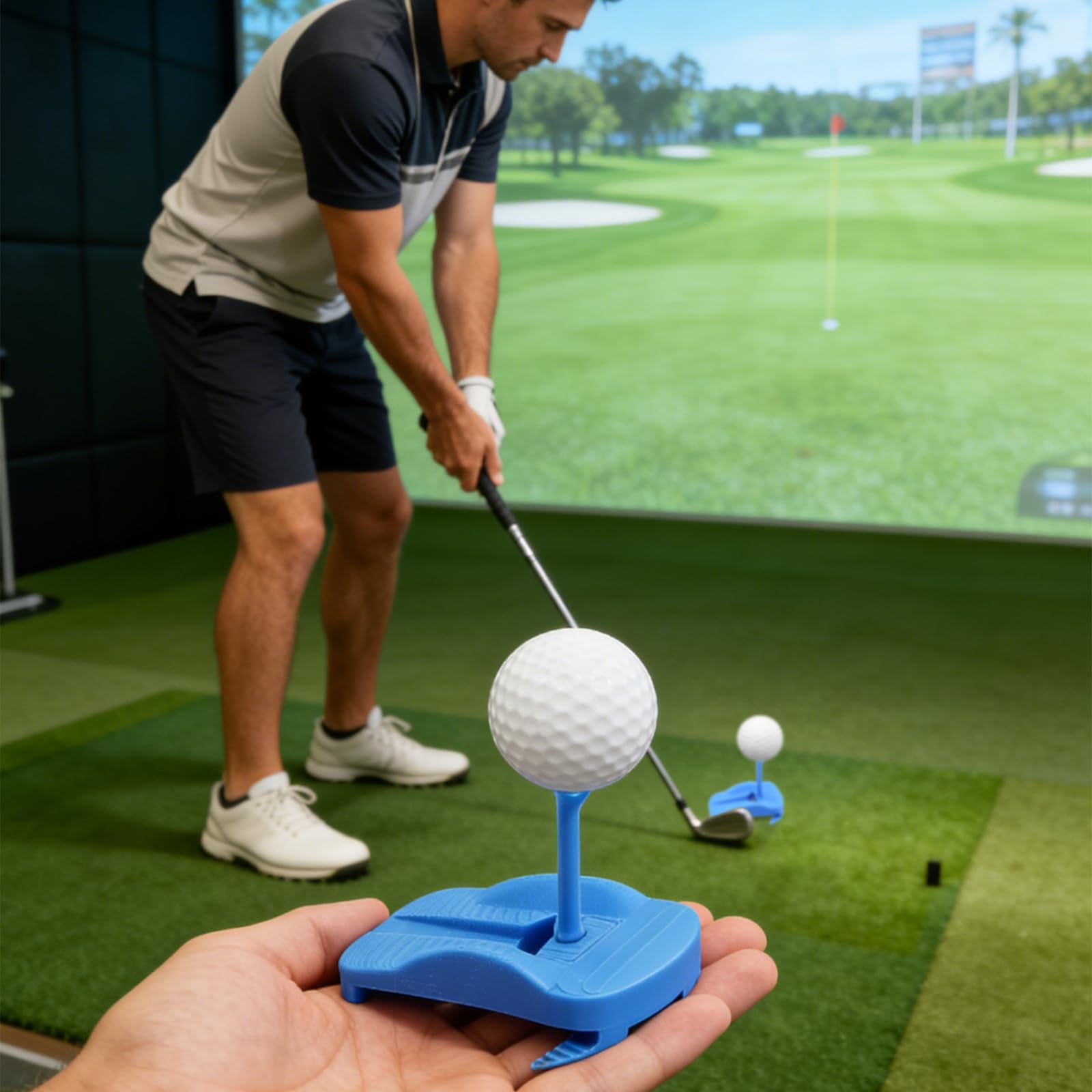 Support de Tees de Golf pour Gazon Artificiel - Base articulée et 5 Tees de différentes Tailles pour simulateur offrant Une Plateforme de Frappe Stable et incassable pour simulateurs de Golf