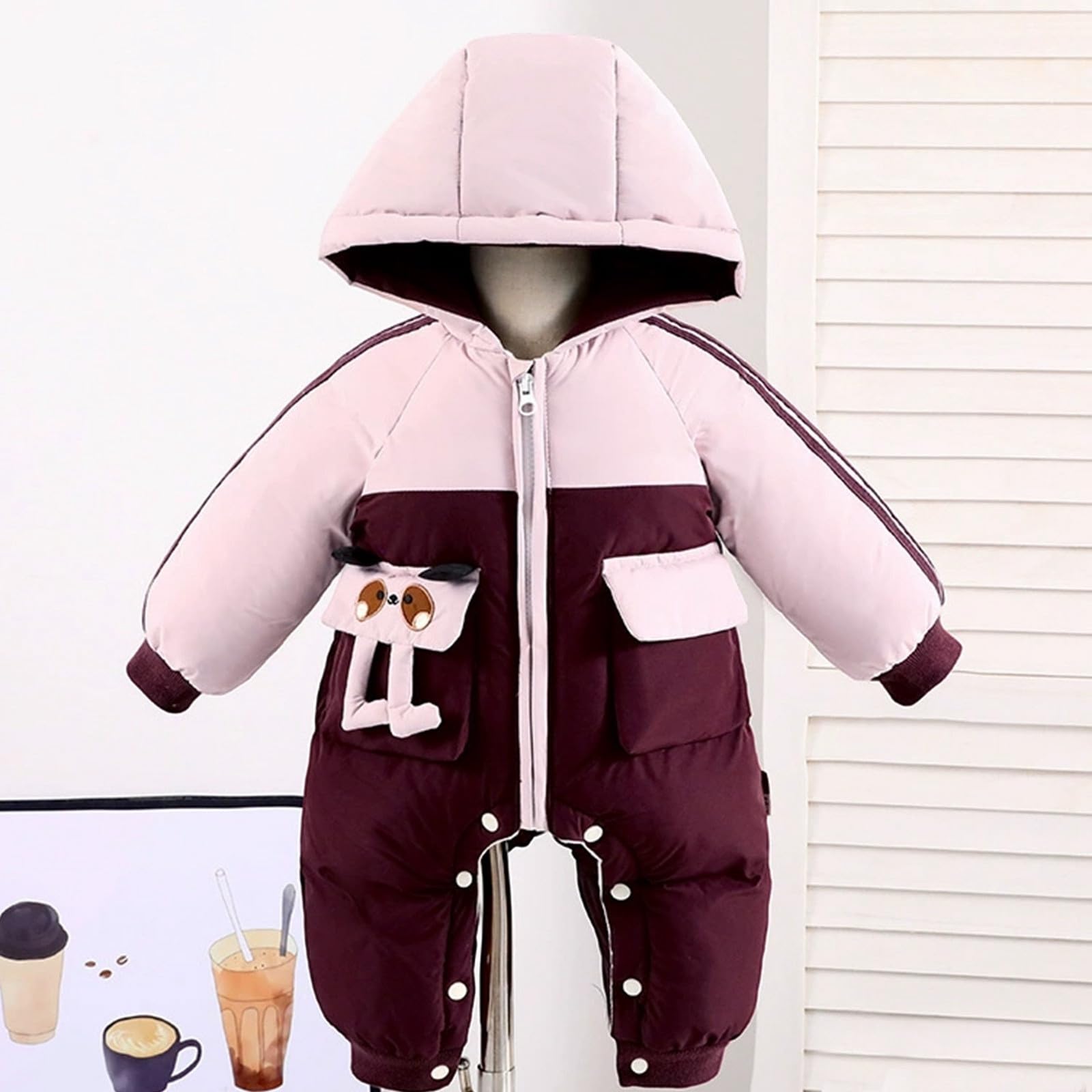 Neonato Pagliaccetto Vestiti per Bambini Manica Lunga Tutine Tinta Unita per Neonati Jumpsuit con Volant con Bottoncini Vestiti Bambino Tutina Unisex Morbida e Traspirante