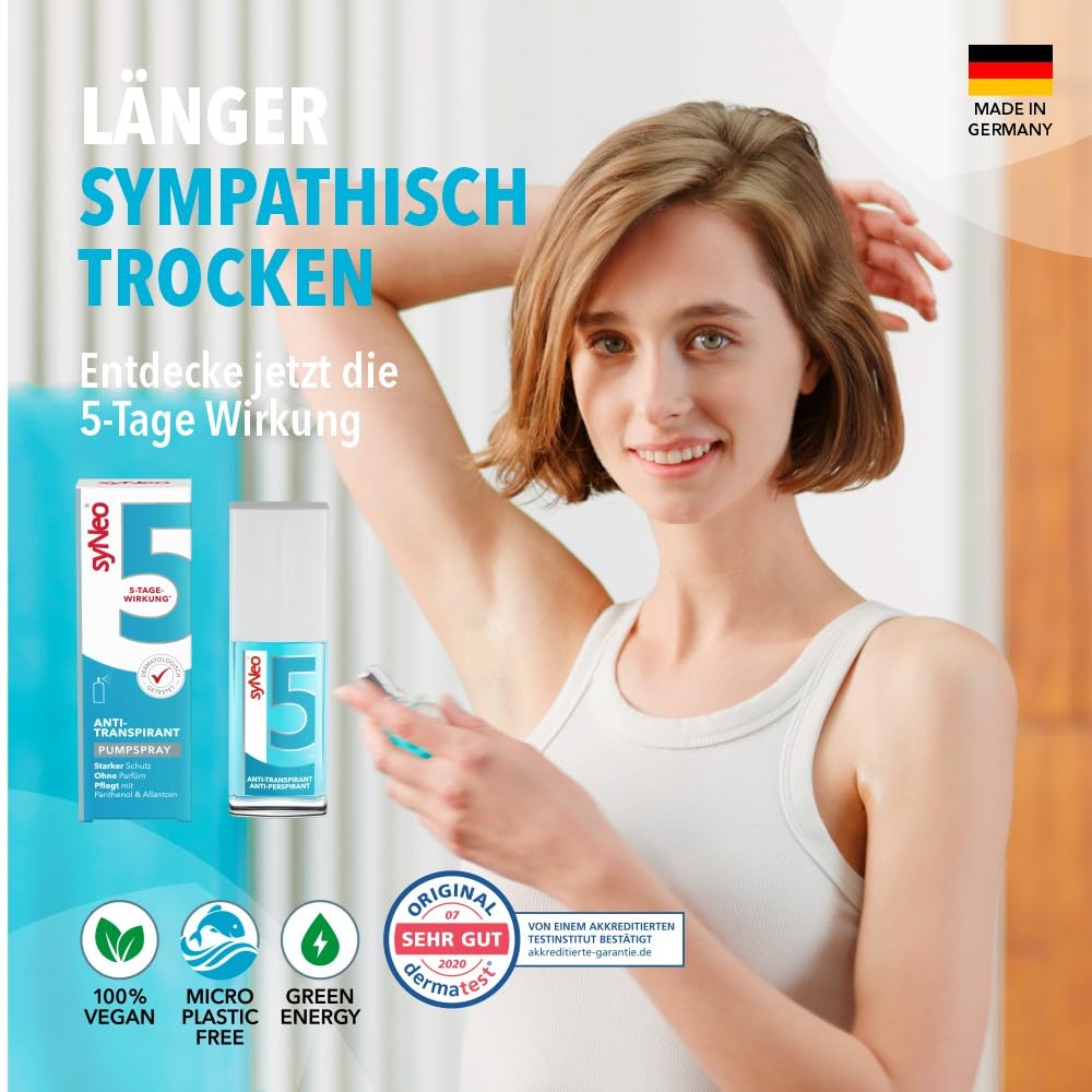 syNeo 5 Antitranspirant Deo Pumpspray – 5-Tage-Wirkung – gegen starkes Schwitzen, Schweiß & Geruch – für Body, Hände & Gesicht – dermatologisch getestet – für Damen & Herren – Made in Germany – 30 ml