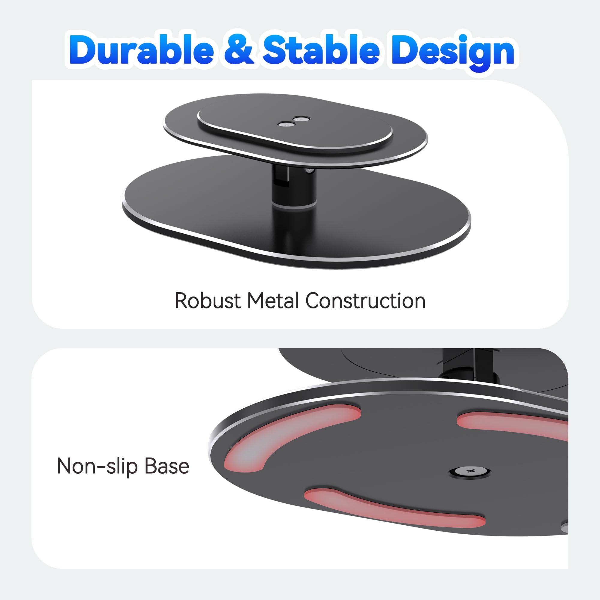 Mount - Versatile Aluminum Alloy Stand For Show 8/Show11 (2025 Release),360-Degree Rotation, Anti-Slip Table Stand Without Blocking Audio,Easy Installation for Desktop,Space Saving（Black） — view 6
