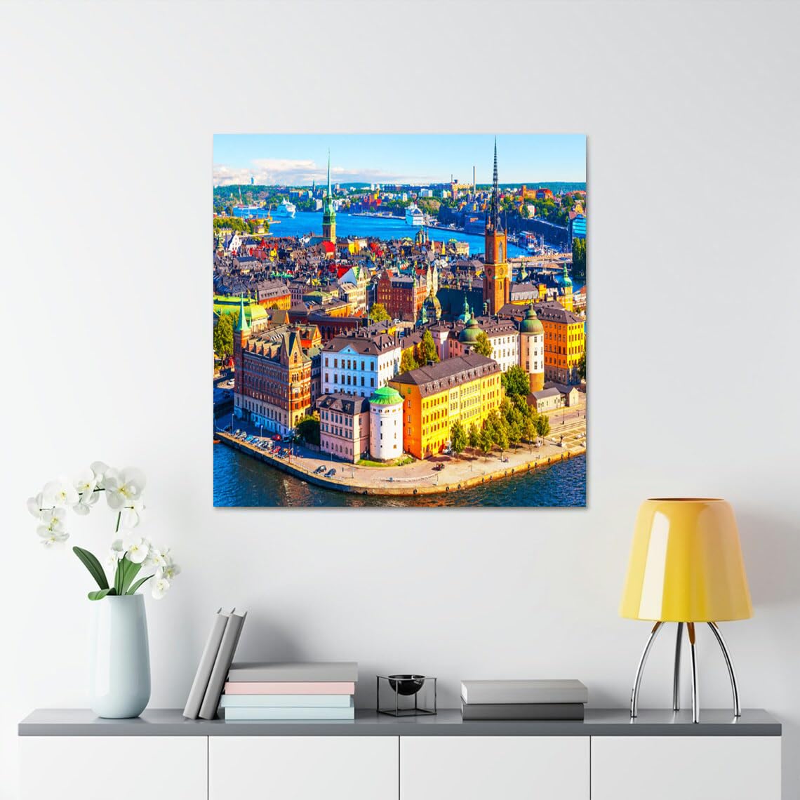 GADGETS WRAP Canvas Gallery Wrap Framed for Home Office Studio Living Room Decoration (17x17inch) - Old Town Stockholm Sweden