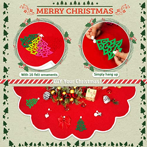 Lilithye Christmas Tree Skirt Christmas Decorations For Tree Red Large Christmas Tree Skirt 48 Inch Non-Woven Fabric Tree Skirts With Removable Christmas Tree Pendant For Holiday Party #TOP3