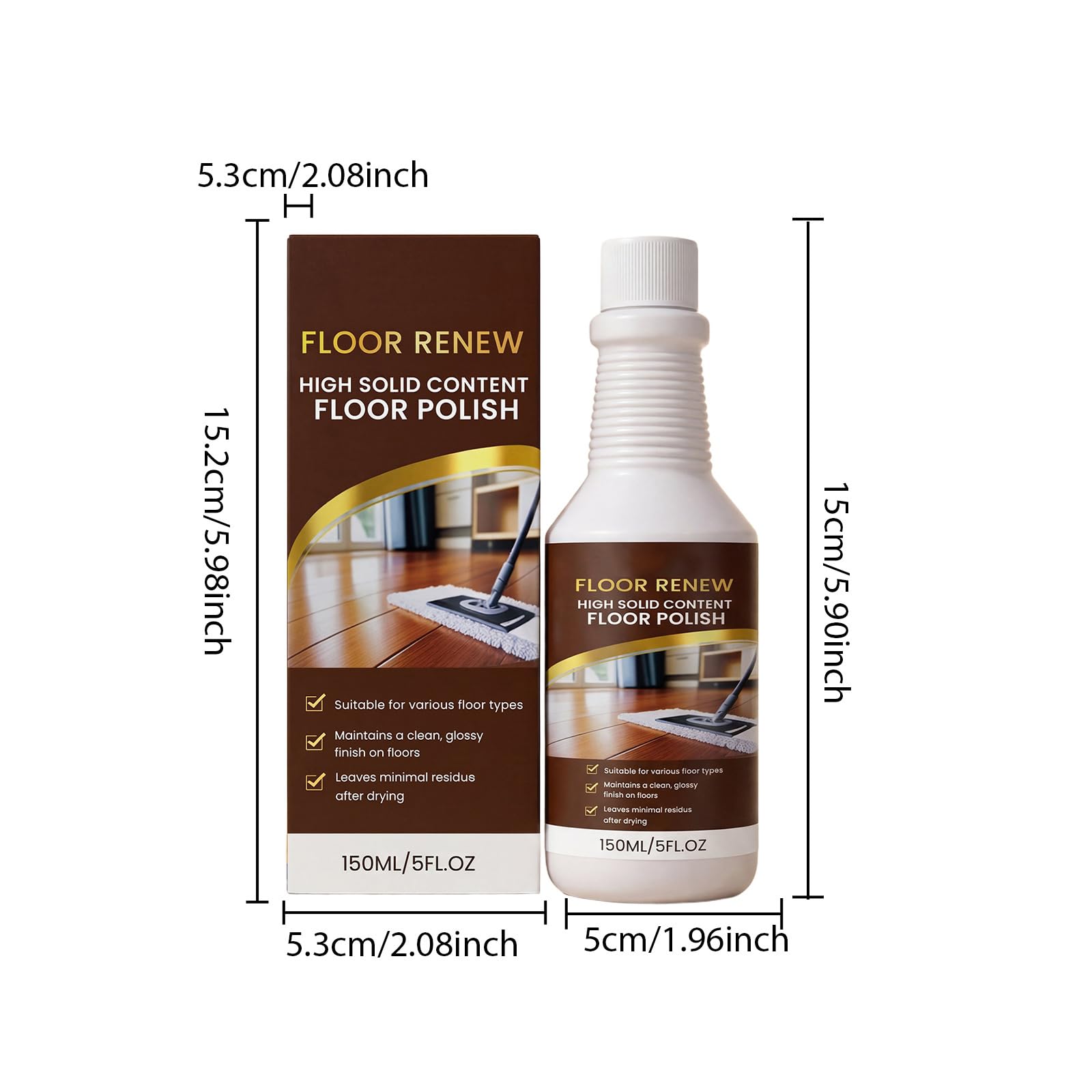 Professionelle Hartholzbodenpolitur, Holzbodenpflege Reviver, Hochglanz-Laminat-Finish, Schutzbeschichtung für Vinyl, Fliesen und technisches Holz polieren, Shine Restorer (5pcs)
