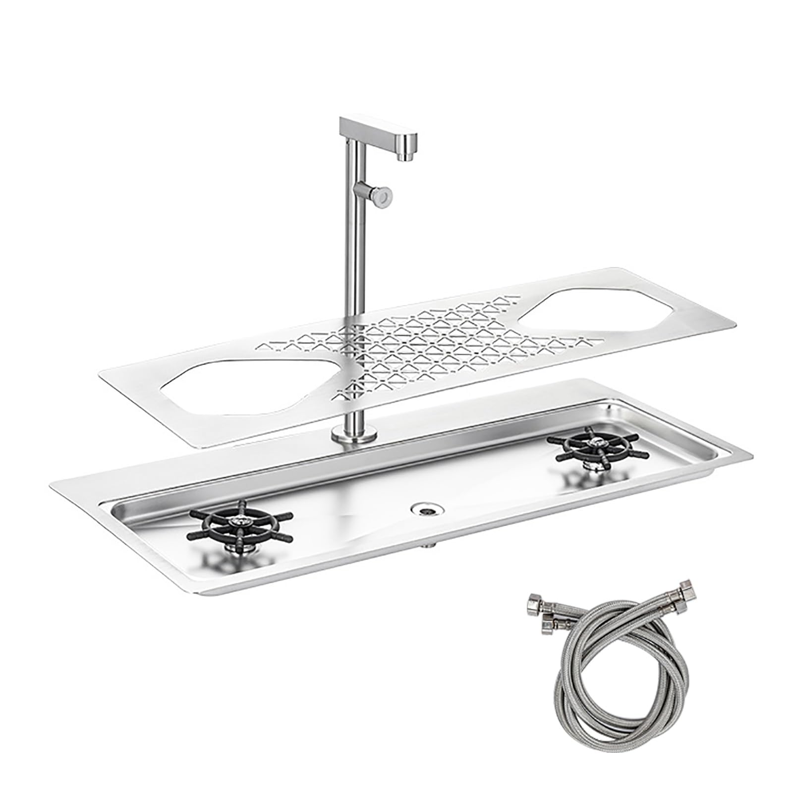 CSXSXAUO Stainless Steel Automatic Cup Washer Double Headed Rinser Attachment for Home Bar Sink Faucet