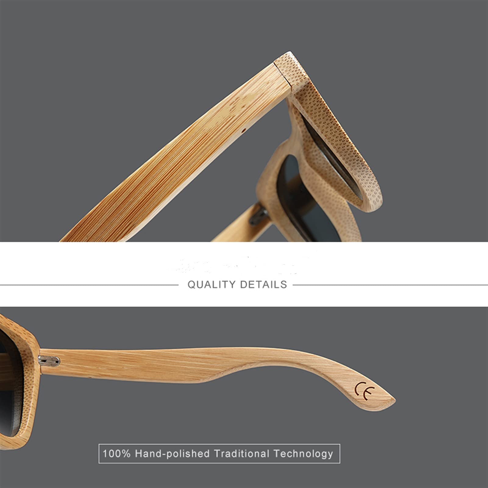 Occhiali da Sole Occhiali da Sole da Uomo retrò Ladies Polarized Wood Natural Wood Bamboo Hollow Temple Design Handmade (Lenses Color : Silver)