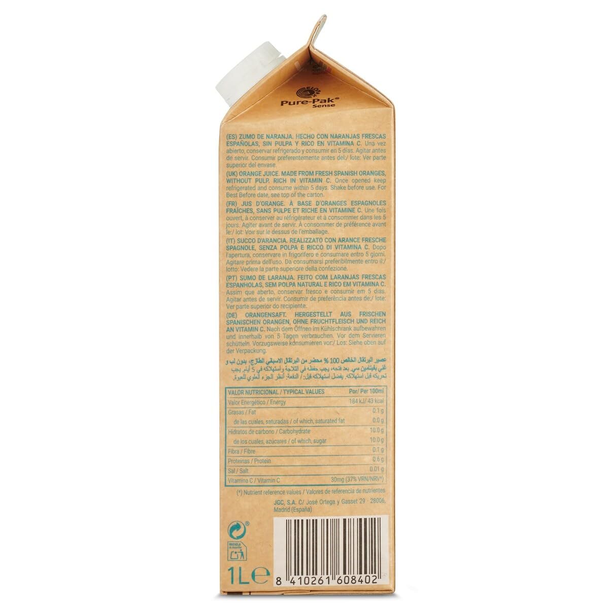 Don Simon Zumo Naranja sin Pulpa, 1L