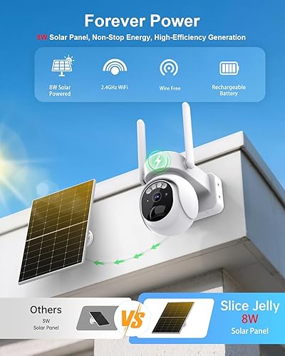 Miniatura 4 de Cámaras de seguridad inalámbricas para exteriores, 4K, WiFi, para seguridad en el hogar, con energía solarbatería, cámara PTZ de 360, visión