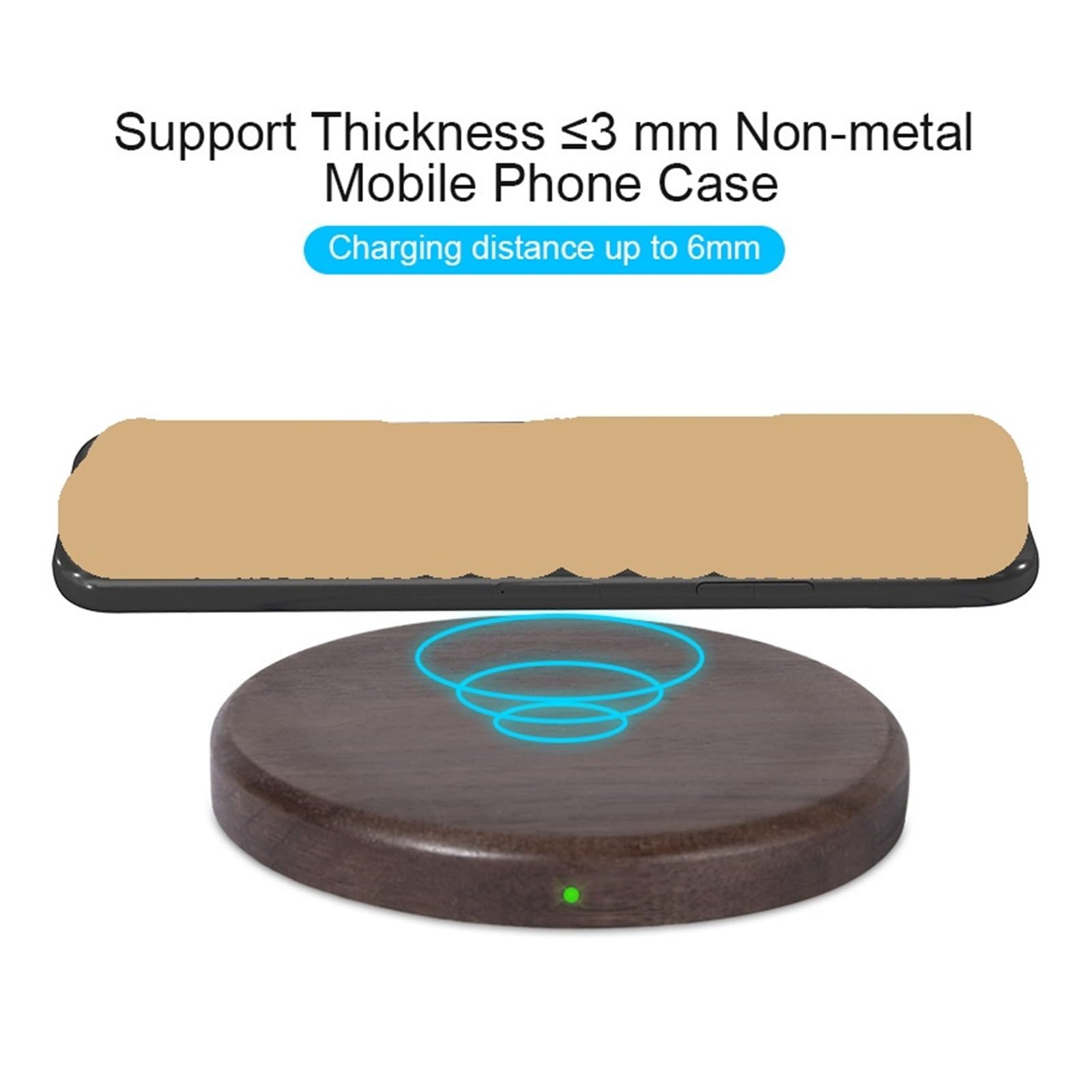 Cargador inalámbrico, Cargador inalámbrico de 15 W - Diseño Delgado con veta Madera Nogal, Compatible la mayoría Dispositivos tecnología Qi for Uso Diario