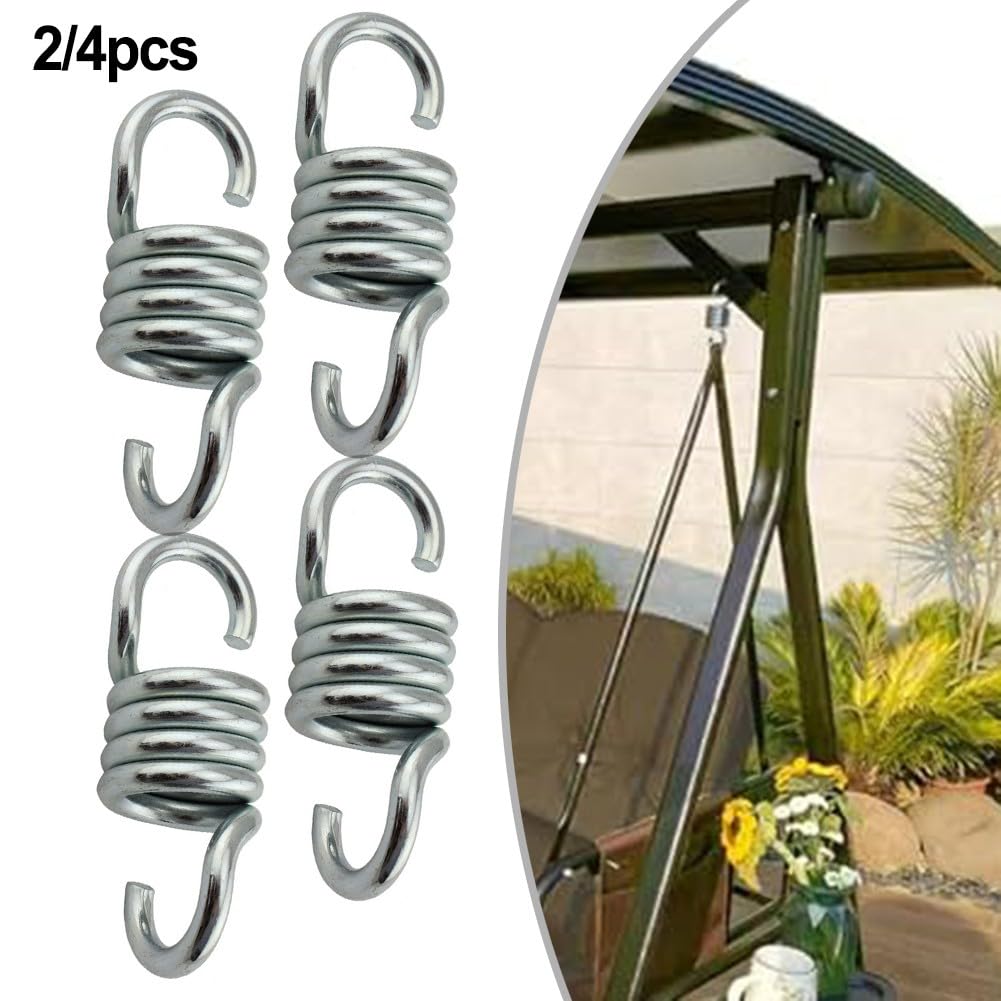 Molle per dondolo da 7 mm, in acciaio, resistenti, a spirale per assorbire gli urti, per appendere sedie, amache, sacchi da boxe, argento (confezione da 2)