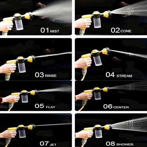 Miniatura 6 de QIANS Boquilla de manguera de agua 8 patrones de pulverización Pistola de espuma de jardín de alta presión con dispensador de jabón incorporado -
