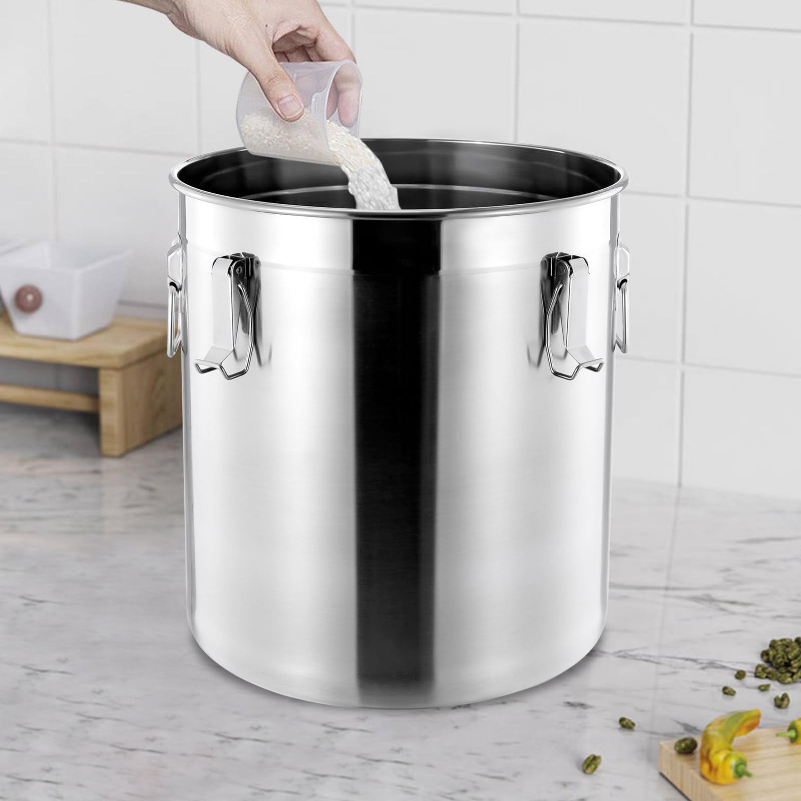 Almacenamiento Cocina Sellado Cubo Hermético Acero Inoxidable Xigner - 12L,  Tapa Sellada, Para Alimentos Secos Contenedor Acero Inoxidable 12l Tapa  Sellada Alimentos, image size:1600x1600