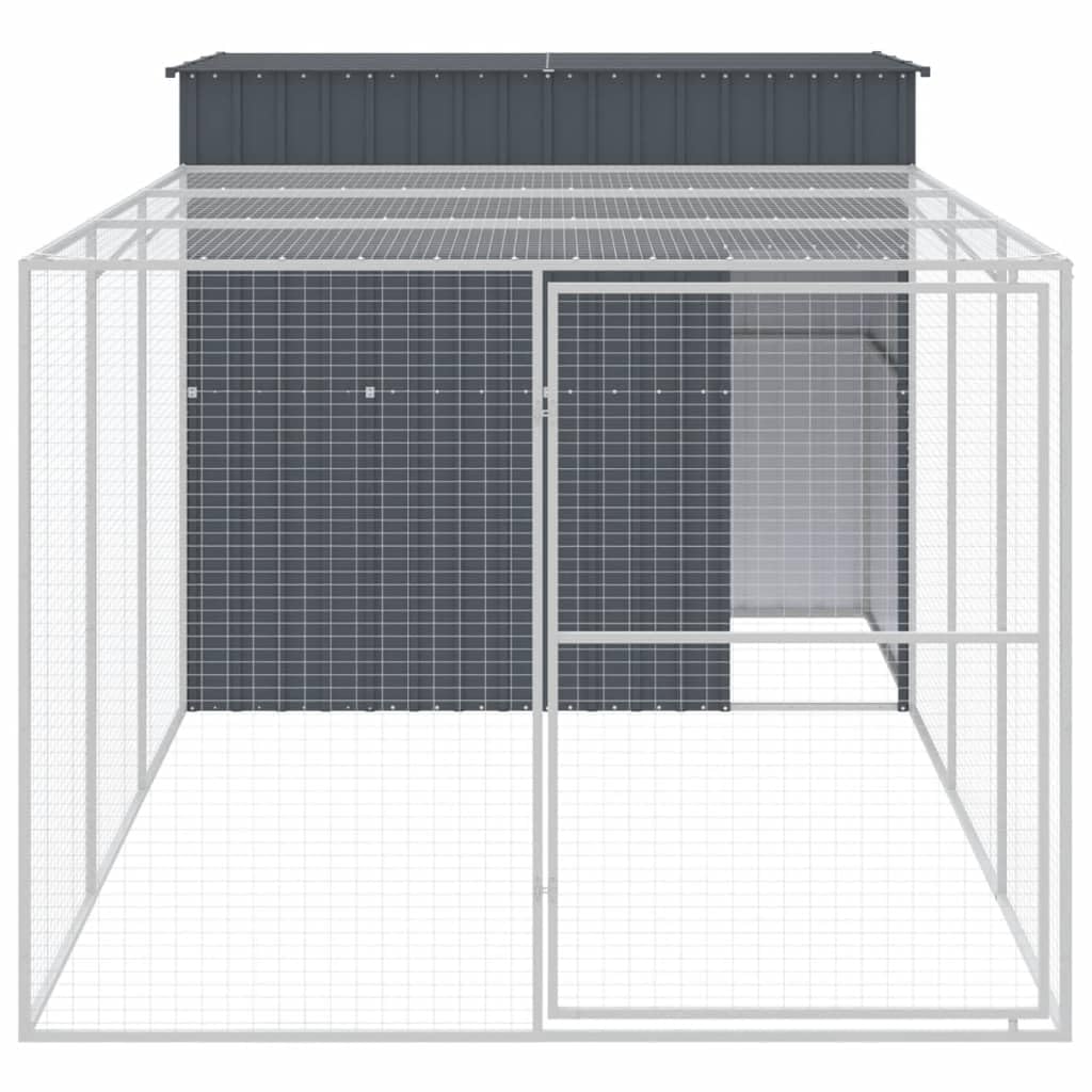 Chenil d'extérieur pour Chien, Enclos Niche Cage pour Chien Métal Niche pour Chien avec Cour Anthracite 214x457x181 cm