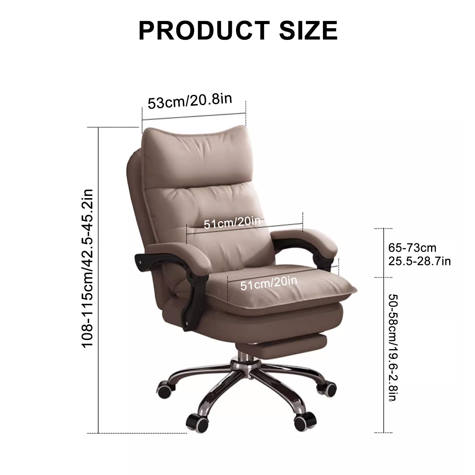 Ergonomiczne duże i wysokie krzesło do biura domowego z kółkami Grube oparcie i podłokietnik z regulacją wysokości krzesło komputerowe/gamingowe dla dorosłych (Rozmiar Nero: Bez)