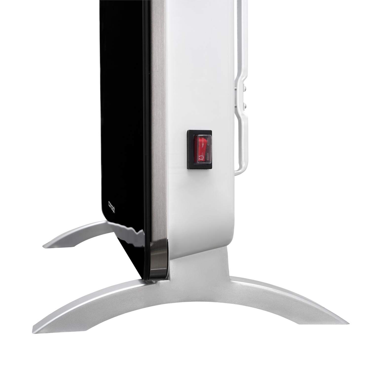 CONCEPT Hausgeräte Convector de vidrio calefactor termostato, calentador de pie, cristal templado, pantalla LED, 1000/2000 W, 20 m2 (blanco), Concept KS4000, convector eléctrico, 2000 W, negro, L